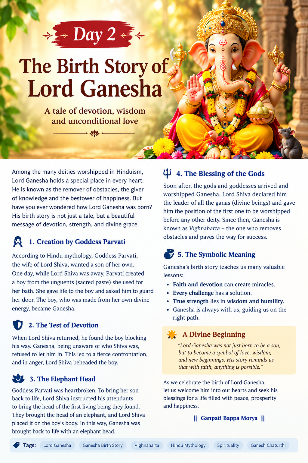 The Birth Story of Lord Ganesha – A Divine Tale of Love and Wisdom