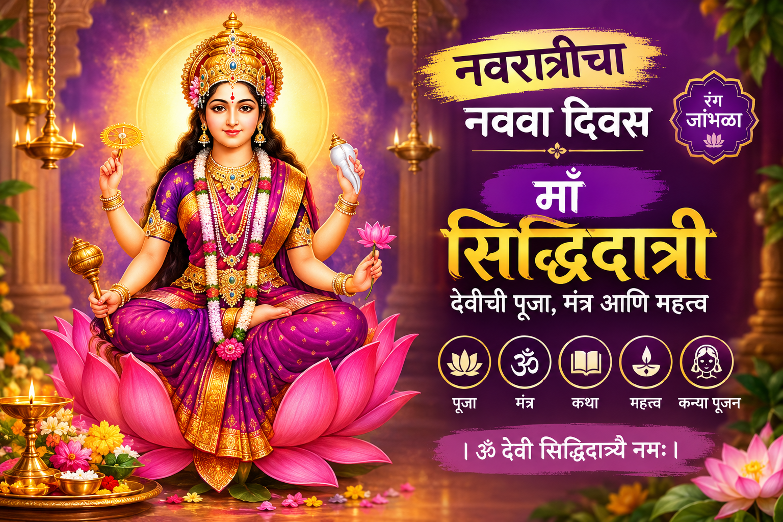 नवरात्रीचा नववा दिवस – माँ सिद्धिदात्रीची पूजा, महत्त्व, मंत्र आणि धार्मिक कथा