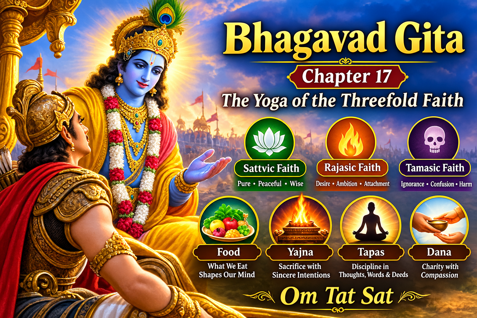 📖भगवद्गीतेचा अध्याय :१७ – श्रद्धात्रयविभागयोग (The Yoga of the Threefold Faith) 🙏