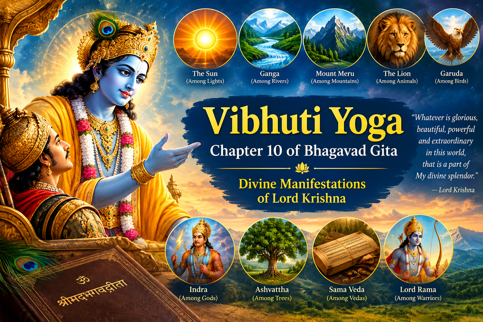 📖भगवद्गीता अध्याय :१० — विभूतियोगश्रीकृष्णाच्या दैवी विभूती(Divine Manifestations of Lord Krishna)