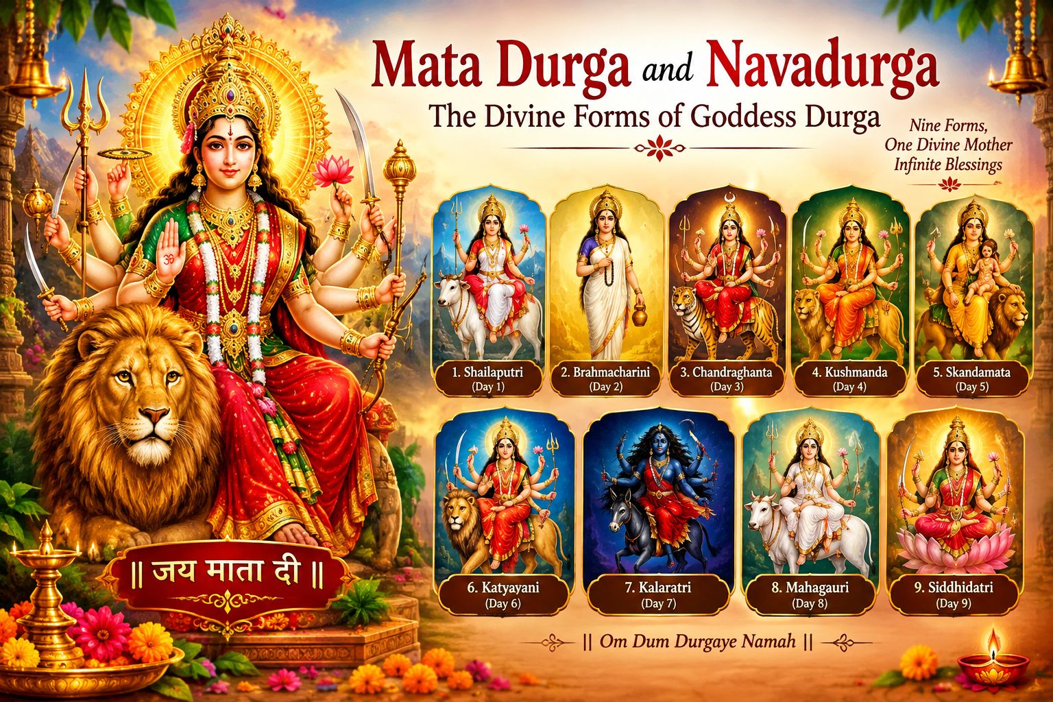 Mata Durga and Navadurga: The Divine Forms of Goddess Durga
