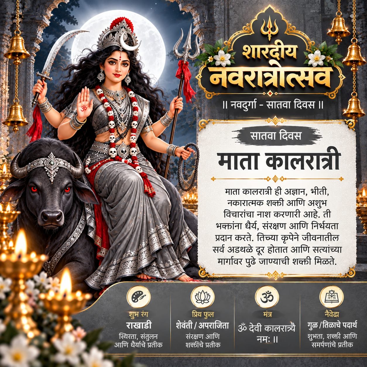 नवरात्रीचा सातवा दिवस: माता कालरात्रीची पूजा, महत्त्व, मंत्र आणि कथा
